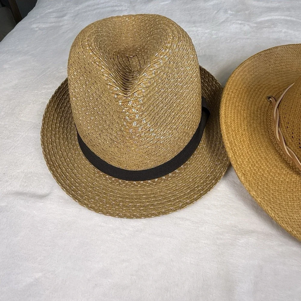Lot of 2 Straw Hats San Francisco Cowboy Western & CAP Fedora Size M